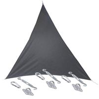 Hesperide Premium kwaliteit schaduwdoek/zonnescherm Shae driehoek grijs 3 x 3 x 3 meter met ophanghaken -