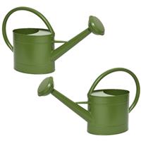 Decoris Set Van 2x Stuks Groene Zinken Gieters Voor Kamerplanten/tuinplanten 5 Liter - Gieters