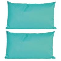 Anna's Collection 2x Bank/sier Kussens Voor Binnen En Buiten In De Kleur Aqua Blauw 30 X 50 Cm ierkussens