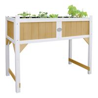 Hochbeet aus Holz mit Gartenvlies | Hochbeet auf Stelzen für Garten / Balkon / Terrasse in Braun / Weiß - Braun - AXI