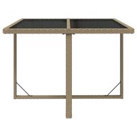 vidaXL Tuintafel 109x107x74 cm poly rattan en glas beige