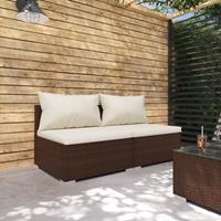 vidaXL 2-delige Loungeset met kussens poly rattan bruin