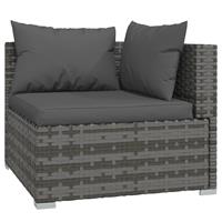 vidaXL 4-delige Loungeset met kussens poly rattan grijs