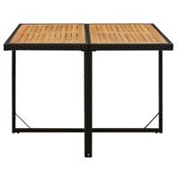 Tuintafel 109x107x74 cm poly rattan en massief acaciahout zwart