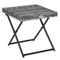 Outsunny Polyrattan Beistelltisch Gartentisch klappbar Couchtisch Gartenmöbel Falttisch Metall Grau 40 x 40 x 40 cm