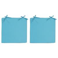 Anna's Collection 2x Stoelkussens voor binnen- en buitenstoelen in de kleur lichtblauw 40 x 40 cm - Tuinstoelen kussens