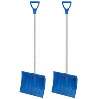 Prosperplast 2x stuks compacte sneeuwscheppen / sneeuwschuivers blauw met aluminium steel 94 cm - Voor kinderen - Sneeuwruimer