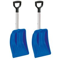 Prosperplast 2x stuks compacte sneeuwscheppen / sneeuwschuivers blauw met uitschuifbare aluminium steel - 3 standen - 69 - 83 cm - Sneeuwruimer