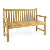 VCM 2-Sitzer Gartenbank Parkbank massiv Teak Holz behandelt 130cm braun