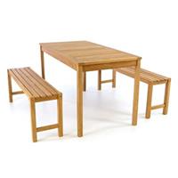 VCM Gartenmöbelset Picknickset Sitzgruppe Teakholz behandelt Bank Tisch 135cm braun
