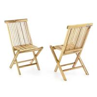 VCM 2er Set Holzstuhl Gartenstuhl Terrasse Stuhl klappbar Teak Holz natur braun