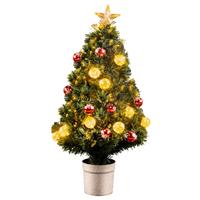 Everlands Kerstboom/kunst kerstboom met warm witte verlichting 90 cm -