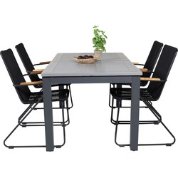 Hioshop Albany tuinmeubelset tafel 90x152/210cm en 4 stoel