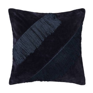 DGM OWN sierkussen Fluweel en Franje - Blauw (50x50 cm)
