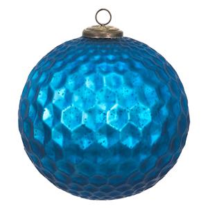 Clayre & Eef Kerstbal Xl Ø 25*25 Cm Blauw Glas Kerstboomversiering Kerstversiering Kerstdecoratie Blauw