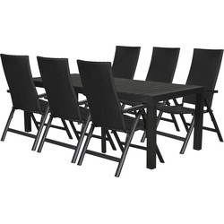 Hioshop Grup tuinmeubelset 1 tafel met 6 stoelen.