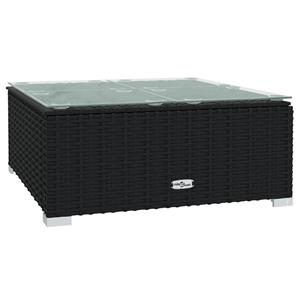 VidaXL Tuintafel 60x60x30 Cm Poly Rattan En Glas Zwart