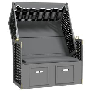 vidaXL Strandkorb mit Dach Poly Rattan & Massivholz Anthrazit Schwarz 