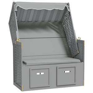 VidaXL Strandstoel Met Luifel Poly Rattan En Massief Hout Grijs