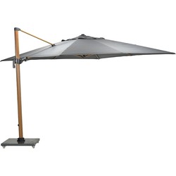 Garden Impressions Hawaii Big Pole zweefparasol 350x350 cm - frame teak look - doek donker grijs