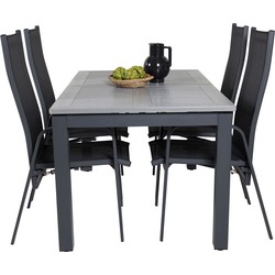 Hioshop Albany tuinmeubelset tafel 90x152/210cm en 4 stoel