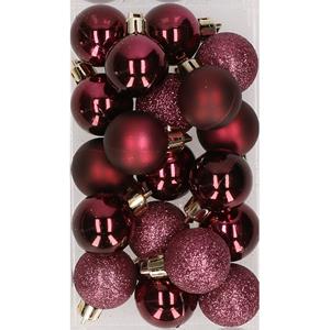 Cosy & Trendy 20x stuks kunststof kerstballen aubergine paars 3 cm mat/glans/glitter -