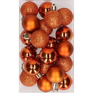 Cosy & Trendy 20x stuks kunststof kerstballen oranje 3 cm mat/glans/glitter -