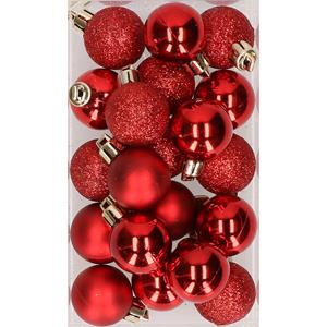 Cosy & Trendy 20x stuks kunststof kerstballen rood 3 cm mat/glans/glitter -
