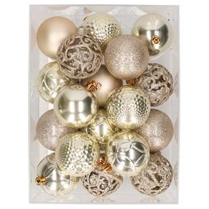 Bellatio 37x stuks kunststof kerstballen licht champagne 6 cm -