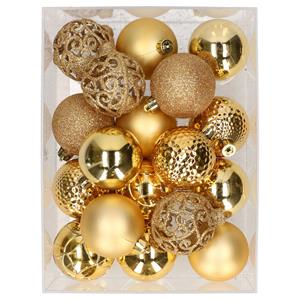Bellatio 37x stuks kunststof kerstballen licht goud 6 cm -