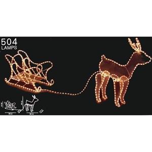 Weihnachts-Rentier mit Schlitten - Weihnachtsbeleuchtung - 60 x 28 x 77 cm - Nampook