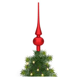 Bellatio Glazen kerstboom piek/topper rood mat 26 cm -