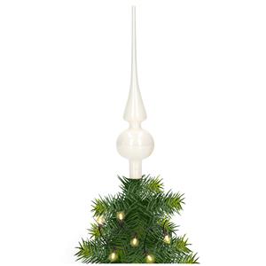 Bellatio Glazen kerstboom piek/topper wit glans 26 cm -