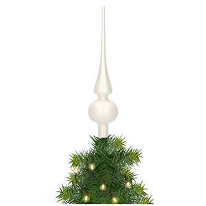 Bellatio Glazen kerstboom piek/topper wit mat 26 cm -