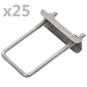 vidaXL U-verbinding voor hekpaal 25 sets 60x40 mm