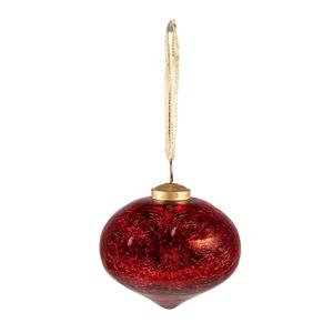 Clayre & Eef Kerstbal Ø 9 Cm Rood Glas Kerstdecoratie Kerstversiering Kerstboomversiering Rood Kerstdecoratie