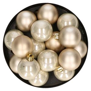 Decoris 32x stuks kunststof kerstballen champagne 4 cm -