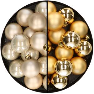 Decoris 32x stuks kunststof kerstballen mix van champagne en goud 4 cm -