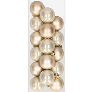 Decoris 16x stuks kunststof kerstballen champagne 4 cm -