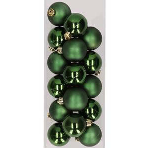 Decoris 16x stuks kunststof kerstballen dennengroen 4 cm -