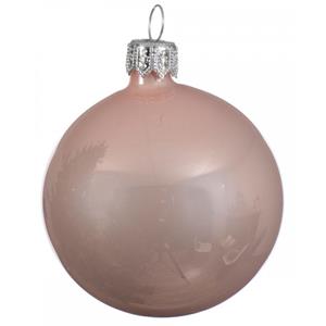 Decoris 1x Grote glazen kerstballen blush roze 15 cm -