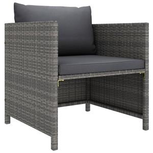 vidaXL Gartensofa mit Kissen Grau Poly Rattan 