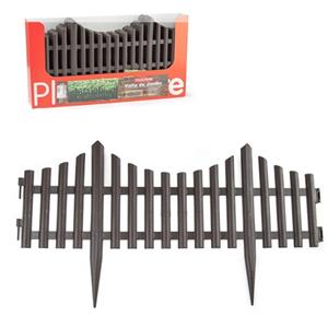 Forte Plastics 4x Stuks Flexibele Graskant/tuin Rand/kantopsluiting Hekjes Delen Van 60 Cm Donkerbruin - 33 Cm Hoog Incl Pinnen