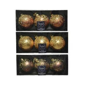 Decoris Kerstballenset A 3 Stuks Bruin 8cm Goud