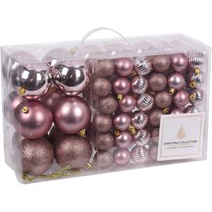 4seasonz Kunststof Kerstballen Set 94 Ballen - Binnen/buiten Gebruik - Roze