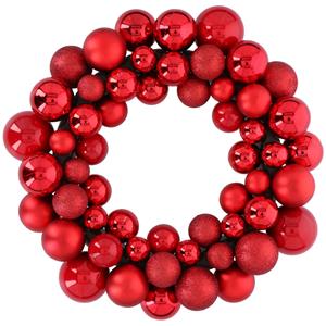 MaxiMondo Christmas Gifts Kerstkrans - Ø 36 Cm - 55 Ballen - Rood - Pvc