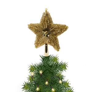Decoris Kerstboom piek/topper ster glitters goud 23 cm -