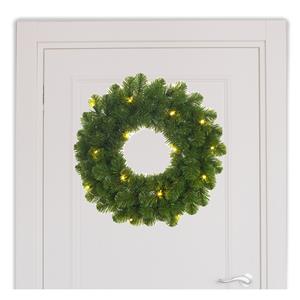 Mica Decorations Kerstkrans/dennenkrans groen met verlichting D60 cm -