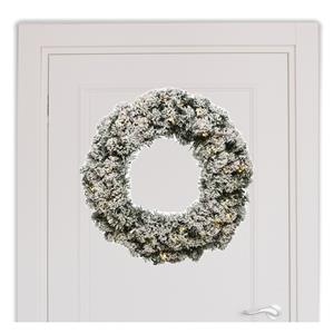 Decoris Kerstkrans groen met kunstsneeuw en verlichting D60 cm -