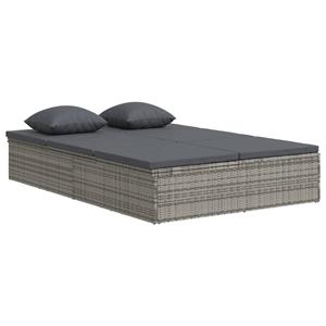 VidaXL Ligbed Met Kussens Converteerbaar Poly Rattan Donkergrijs